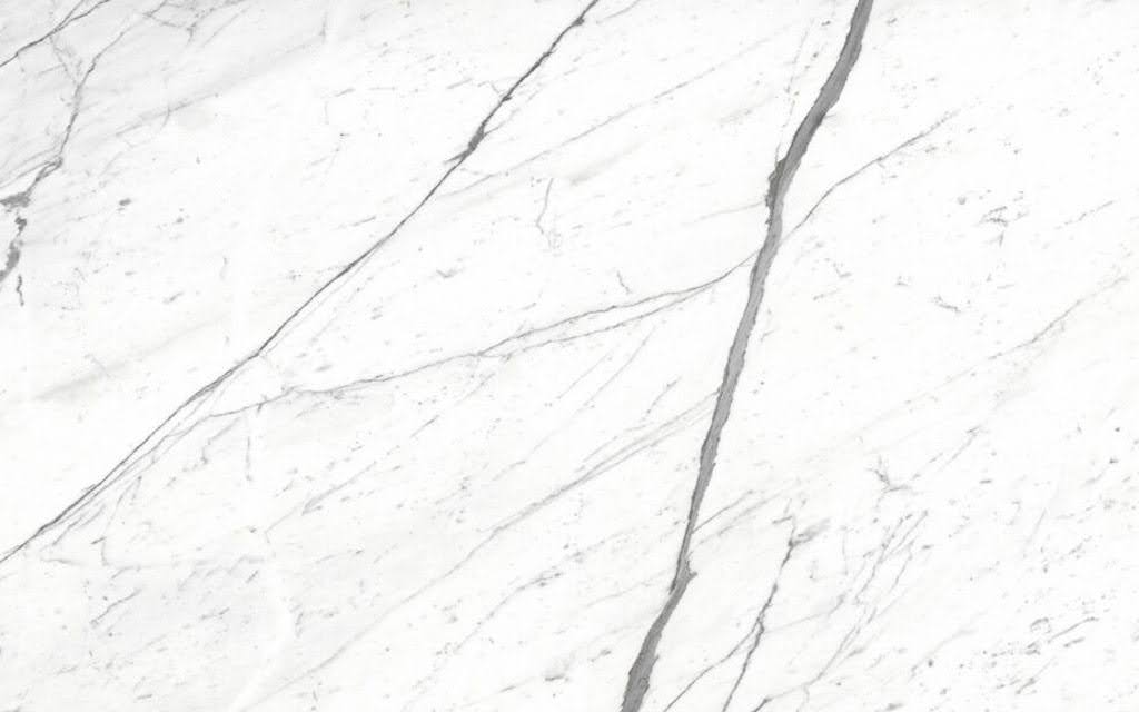 Close-up of Statuario marble showing bold thick dark gray veins on pure white background with high-contrast dramatic patterns